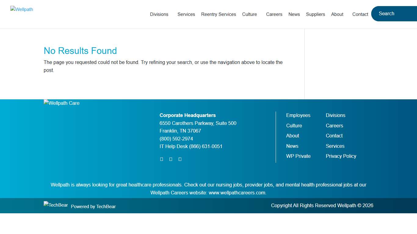 404 Not Found Wellpath