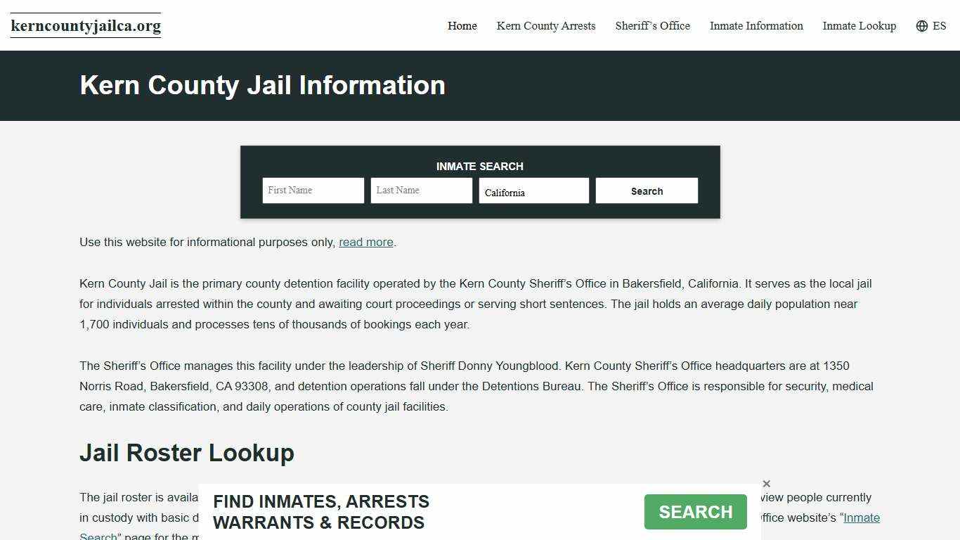 Kern County, CA Jail Roster, Inmate Info